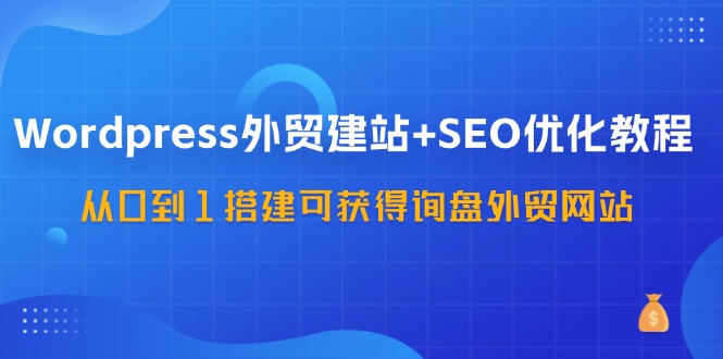 WordPress外贸建站+SEO优化教程，从0到1搭建可获得询盘外贸网站（57节课）-玖哥网创