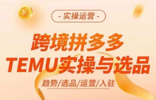 跨境拼多多TEMU实操与选品，多多temu跨境选品运营实操-玖哥网创