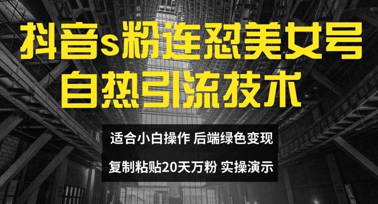 抖音s粉连怼美女号自热引流技术复制粘贴，20天万粉账号，无需实名制，矩阵操作【揭秘】-玖哥网创