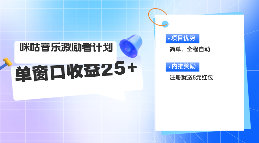 （11942期）咪咕激励者计划，单窗口收益20~25，可矩阵操作-玖哥网创
