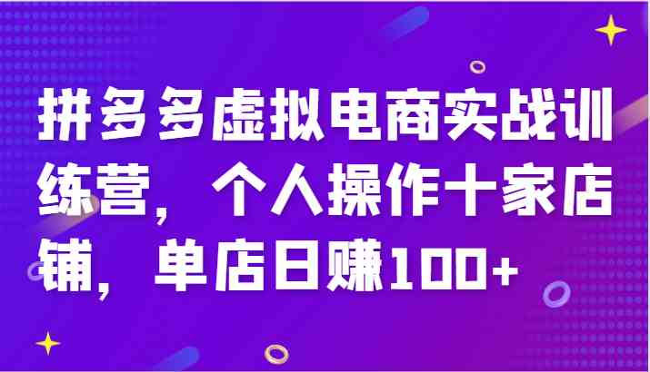 拼多多虚拟电商实战训练营，个人操作十家店铺，单店日赚100+-玖哥网创