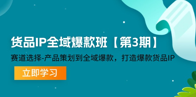 货品IP全域爆款班【第3期】赛道选择、产品策划到全域爆款，打造爆款货品IP-玖哥网创