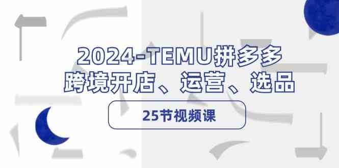 2024TEMU拼多多跨境开店、运营、选品（25节视频课）-玖哥网创