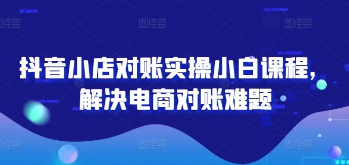 抖音小店对账实操小白课程，解决电商对账难题-玖哥网创