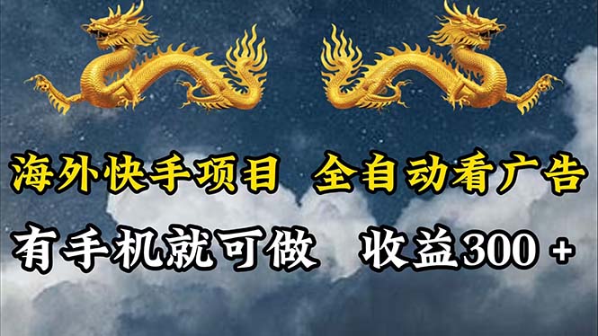 （12175期）海外快手项目，利用工具全自动看广告，每天轻松 300+-玖哥网创