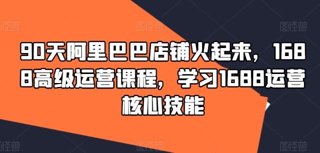 90天阿里巴巴店铺火起来，1688高级运营课程，学习1688运营核心技能-玖哥网创