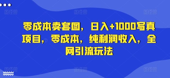 零成本卖套图，日入+1000写真项目，零成本，纯利润收入，全网引流玩法-玖哥网创