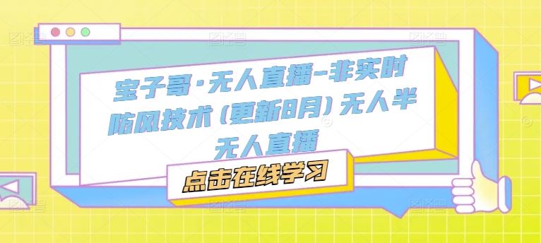 宝子哥·无人直播-非实时防风技术(更新8月)无人半无人直播-玖哥网创