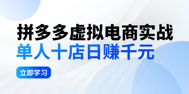 （12326期）拼多多虚拟电商实战：单人10店日赚千元，深耕老项目，稳定盈利不求风口-玖哥网创