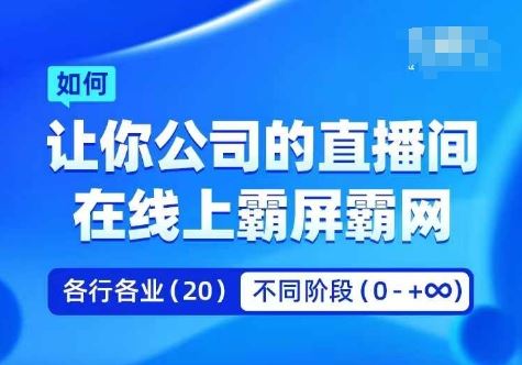 企业矩阵直播霸屏实操课，让你公司的直播间在线上霸屏霸网-玖哥网创