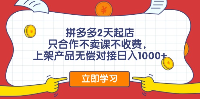 （12356期）拼多多0成本开店，只合作不卖课不收费，0成本尝试，日赚千元+-玖哥网创