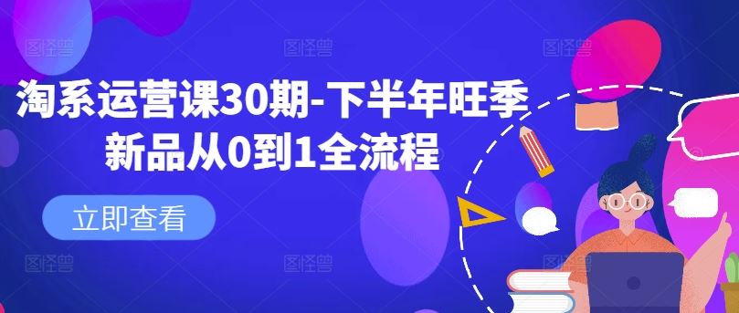 淘系运营课30期-下半年旺季新品从0到1全流程-玖哥网创