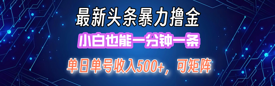 （12380期）最新暴力头条掘金日入500+，矩阵操作日入2000+ ，小白也能轻松上手！-玖哥网创