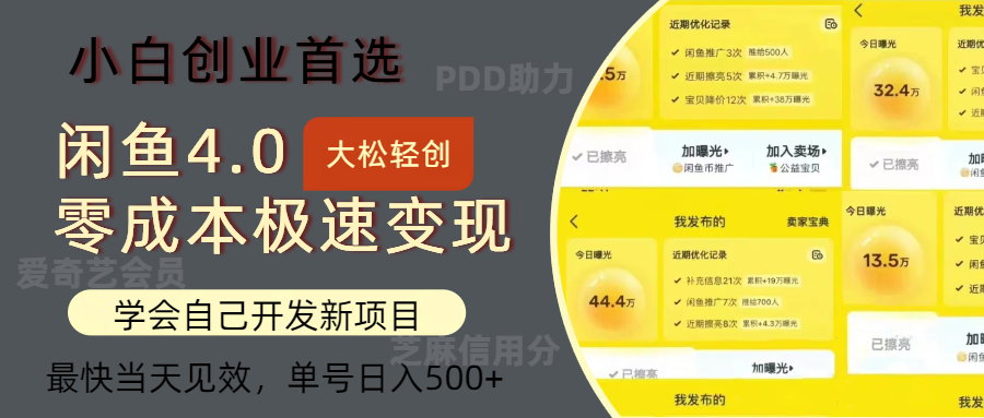 （12434期）闲鱼0成本极速变现项目，多种变现方式 单号日入500+最新玩法-玖哥网创