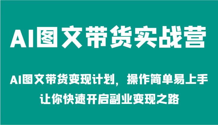 AI图文带货实战营-AI图文带货变现计划，操作简单易上手，让你快速开启副业变现之路-玖哥网创