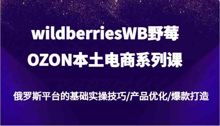wildberriesWB野莓/OZON本土电商系列课，俄罗斯平台的基础实操技巧/产品优化/爆款打造-玖哥网创