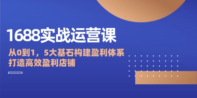 （12482期）1688实战运营课：从0到1，5大基石构建盈利体系，打造高效盈利店铺-玖哥网创