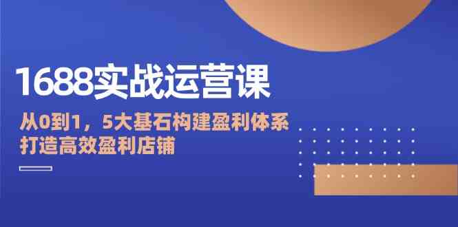 1688实战运营课：从0到1，5大基石构建盈利体系，打造高效盈利店铺-玖哥网创