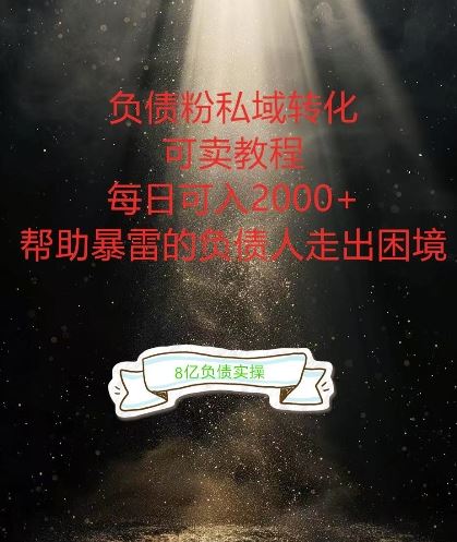 负债粉掘金计划，帮助负债者解决问题，债务规划，债务重组，最好的变现方式【揭秘】-玖哥网创