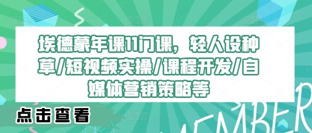埃德蒙年课11门课，轻人设种草/短视频实操/课程开发/自媒体营销策略等-玖哥网创