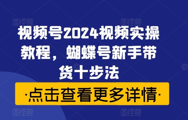 视频号2024视频实操教程，蝴蝶号新手带货十步法-玖哥网创