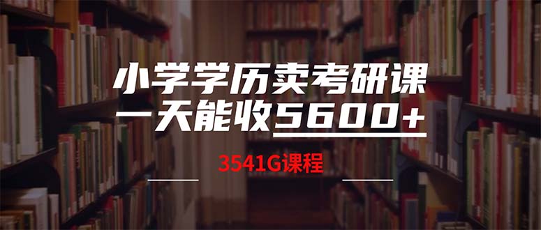 （12556期）小学学历卖考研课程，一天收5600（附3580G考研合集）-玖哥网创