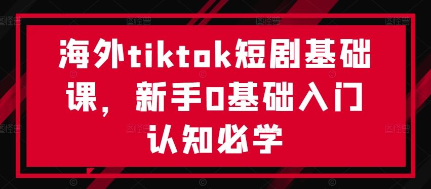 海外tiktok短剧基础课，新手0基础入门认知必学-玖哥网创