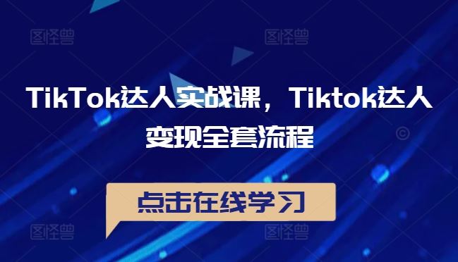 TikTok达人实战课，Tiktok达人变现全套流程-玖哥网创