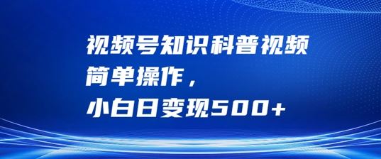 视频号知识科普视频，简单操作，小白日变现500+【揭秘】-玖哥网创