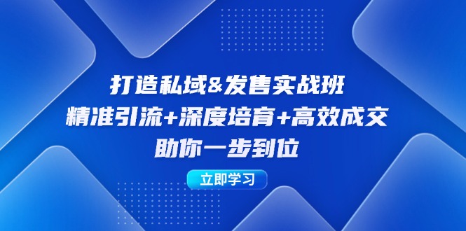 （12642期）打造私域&发售实操班：精准引流+深度培育+高效成交，助你一步到位-玖哥网创