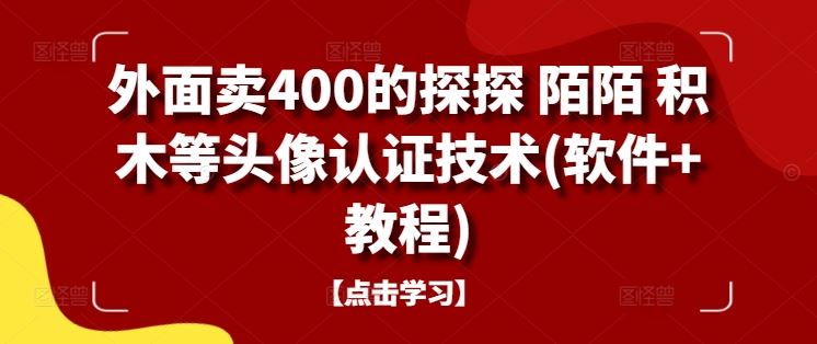 外面卖400的探探 陌陌 积木等头像认证技术(软件+教程)-玖哥网创