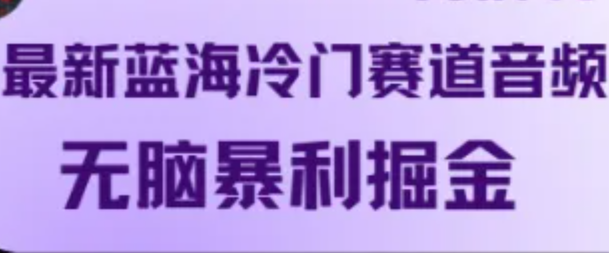最新蓝海冷门赛道音频，无脑暴利掘金-玖哥网创