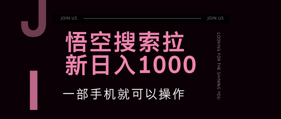 （12717期）悟空搜索类拉新 蓝海项目 一部手机就可以操作 教程非常详细-玖哥网创