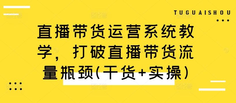 直播带货运营系统教学，打破直播带货流量瓶颈(干货+实操)-玖哥网创