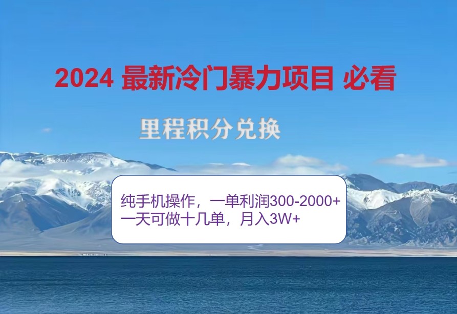 2024惊爆冷门暴利，里程积分最新玩法，高爆发期，一单300+—2000+-玖哥网创
