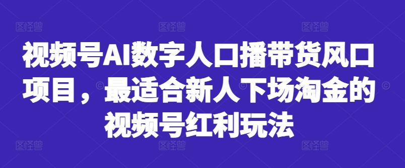 视频号AI数字人口播带货风口项目，最适合新人下场淘金的视频号红利玩法-玖哥网创