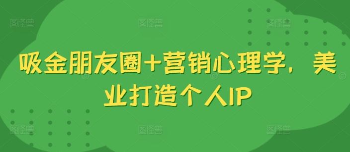 吸金朋友圈+营销心理学，美业打造个人IP-玖哥网创