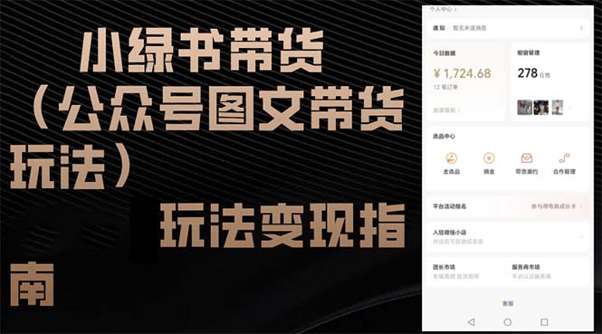 （12902期）小绿书带货（公众号图文带货玩法）玩法变现指南-玖哥网创