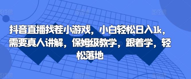 抖音直播找茬小游戏，小白轻松日入1k，需要真人讲解，保姆级教学，跟着学，轻松落地【揭秘】-玖哥网创