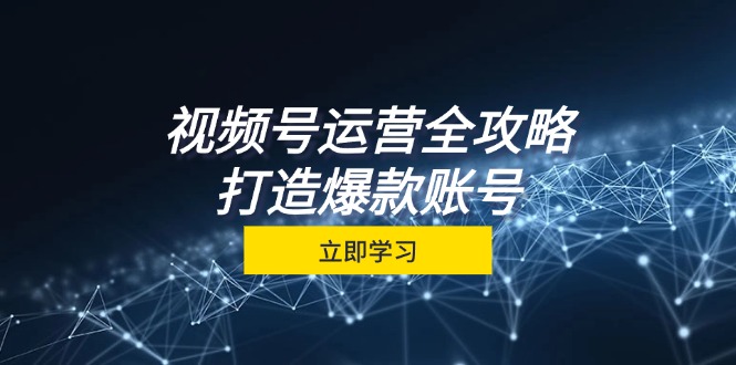 视频号运营全攻略，从定位到成交一站式学习，视频号核心秘诀，打造爆款账号-玖哥网创