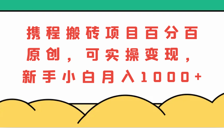 携程搬砖项目，百分百原创，可实操变现，新手小白月入1000+-玖哥网创