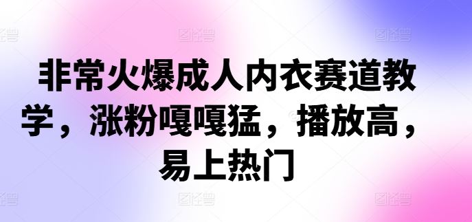 非常火爆成人内衣赛道教学，​涨粉嘎嘎猛，播放高，易上热门-玖哥网创