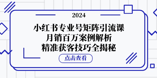 小红书专业号矩阵引流课，月销百万案例解析，精准获客技巧全揭秘-玖哥网创