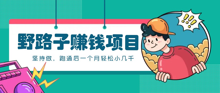 一个人就能操作的野路子赚钱项目，零成本零门槛坚持做，跑通后一个月小几千！-玖哥网创