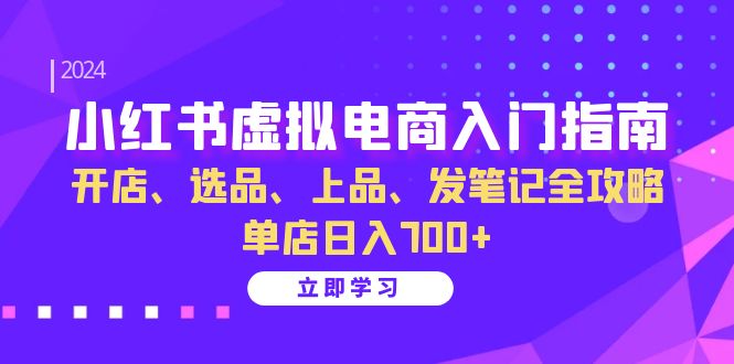 小红书虚拟电商入门指南：开店、选品、上品、发笔记全攻略 单店日入700+-玖哥网创