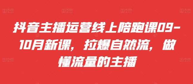 抖音主播运营线上陪跑课09-10月新课，拉爆自然流，做懂流量的主播-玖哥网创