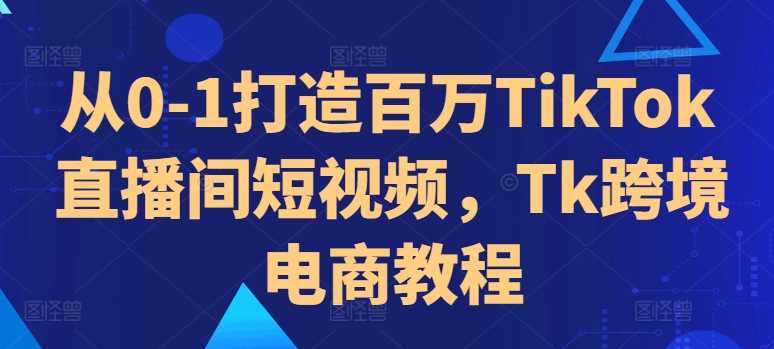 从0-1打造百万TikTok直播间短视频，Tk跨境电商教程-玖哥网创