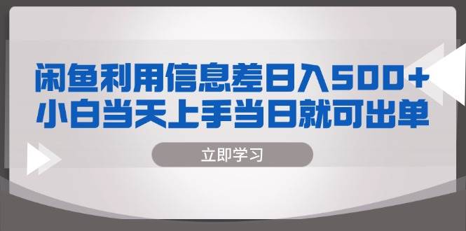 （13170期）闲鱼利用信息差 日入500+  小白当天上手 当日就可出单-玖哥网创