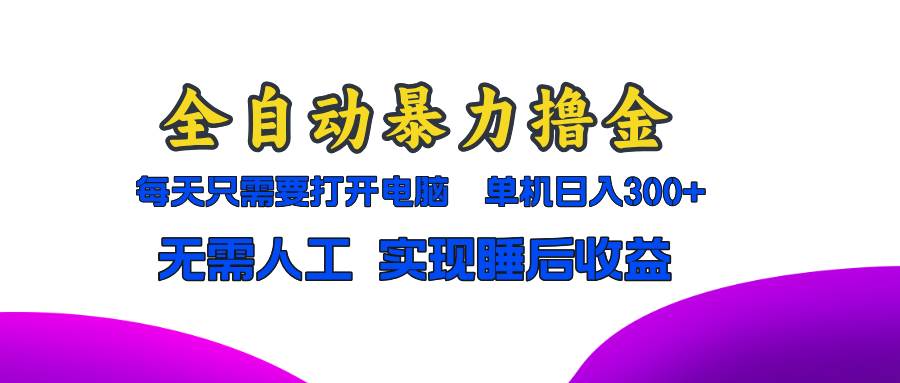 （13186期）全自动暴力撸金，只需要打开电脑，单机日入300+无需人工，实现睡后收益-玖哥网创