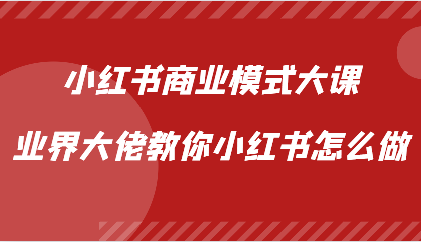 小红书商业模式大课，业界大佬教你小红书怎么做【视频课】-玖哥网创